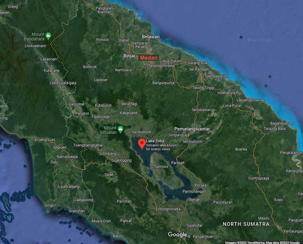Medan and Lake Toba Map